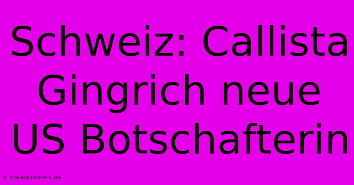 Schweiz: Callista Gingrich Neue US Botschafterin