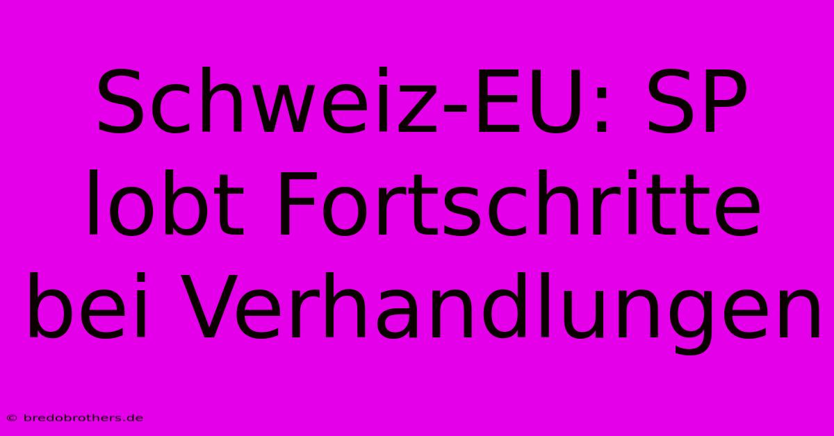 Schweiz-EU: SP Lobt Fortschritte Bei Verhandlungen