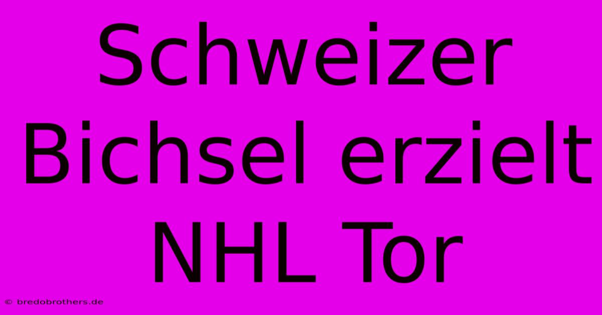 Schweizer Bichsel Erzielt NHL Tor