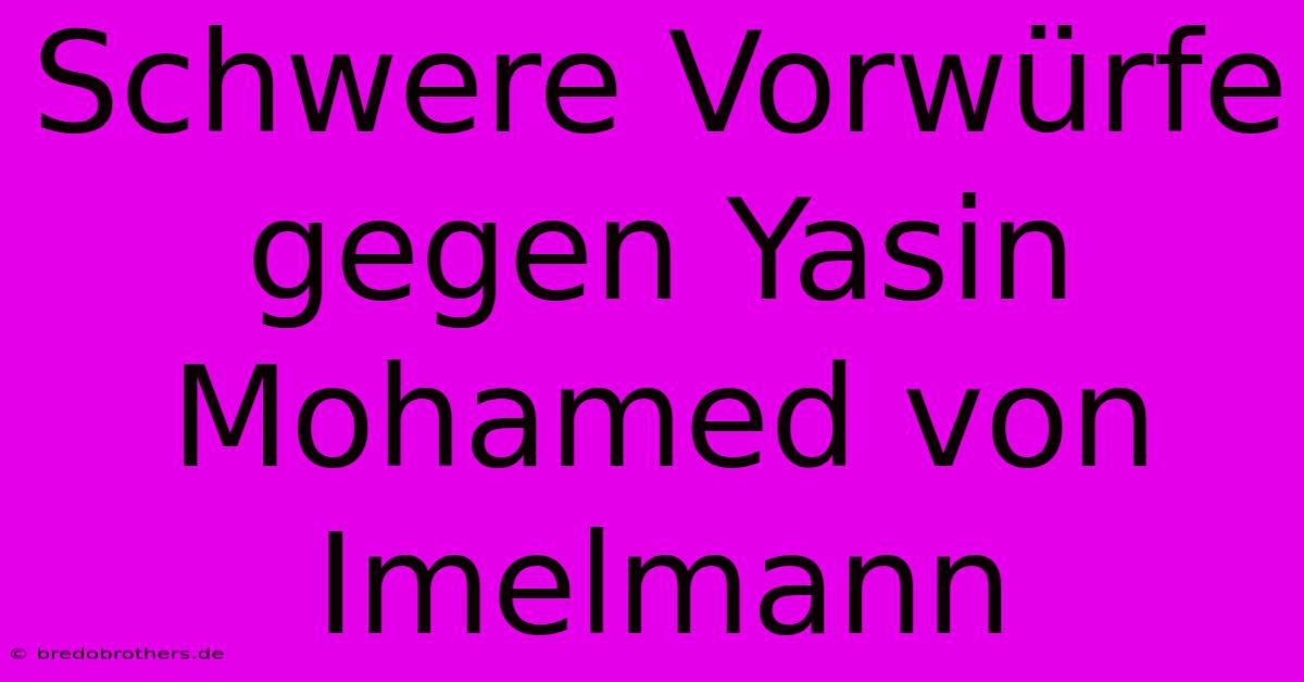 Schwere Vorwürfe Gegen Yasin Mohamed Von Imelmann