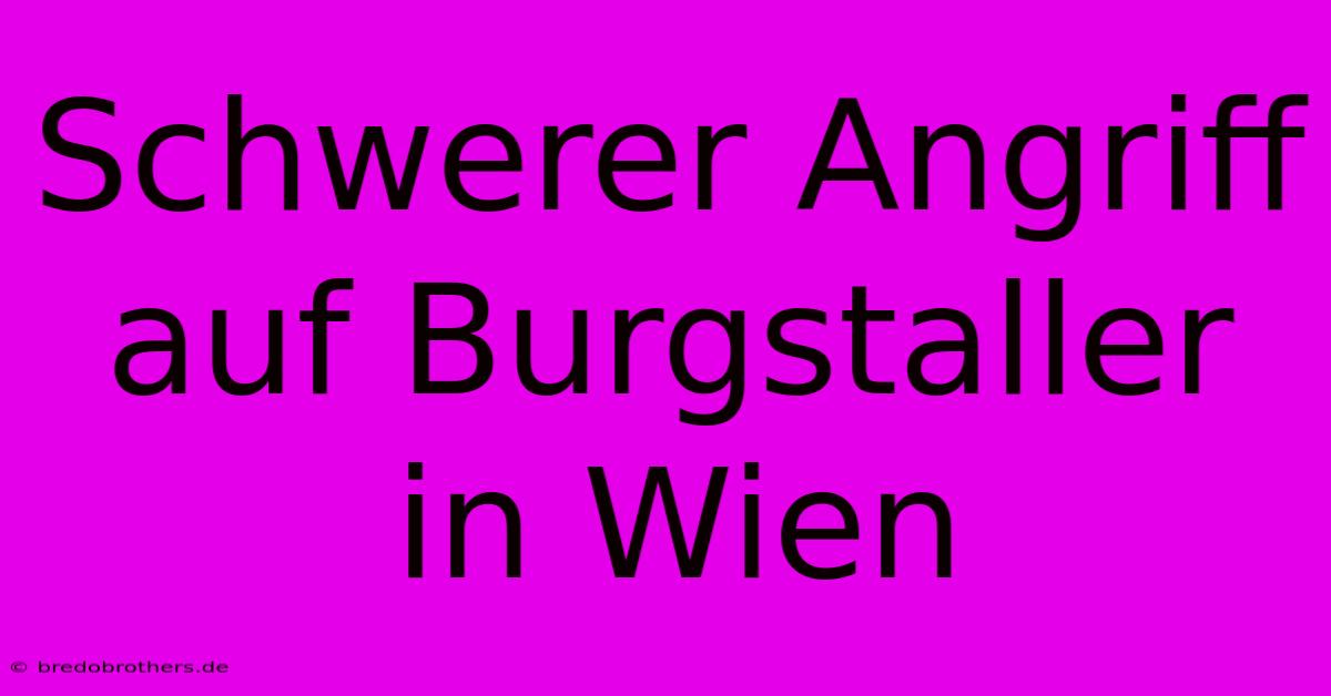 Schwerer Angriff Auf Burgstaller In Wien