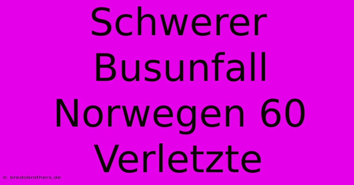 Schwerer Busunfall Norwegen 60 Verletzte