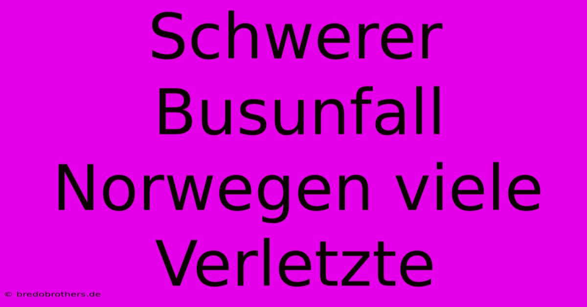 Schwerer Busunfall Norwegen Viele Verletzte