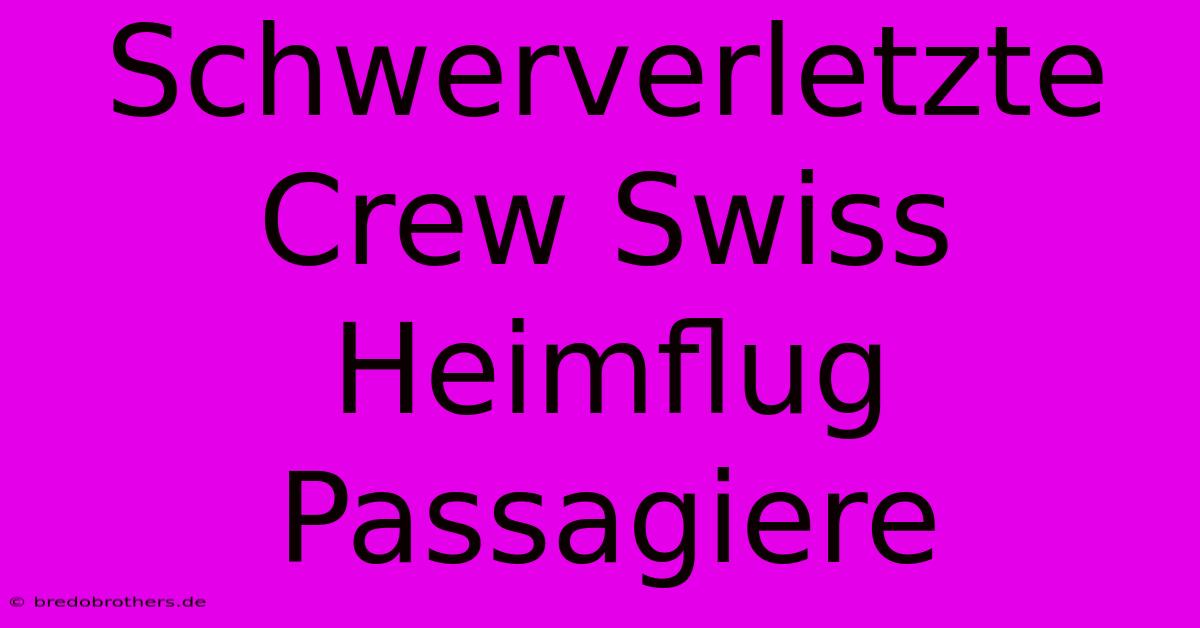 Schwerverletzte Crew Swiss Heimflug Passagiere