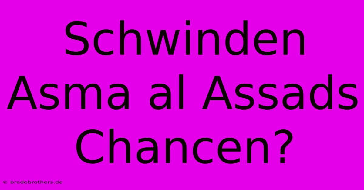 Schwinden Asma Al Assads Chancen?