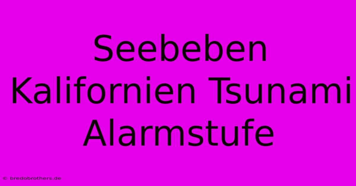 Seebeben Kalifornien Tsunami Alarmstufe