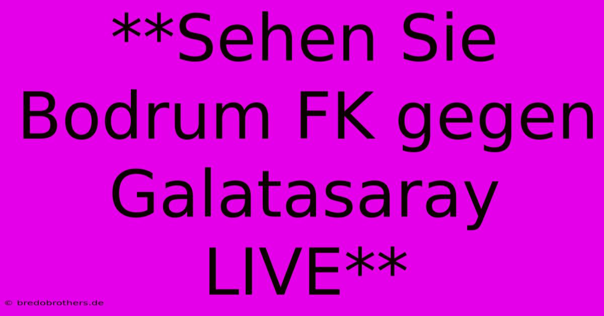 **Sehen Sie Bodrum FK Gegen Galatasaray LIVE**