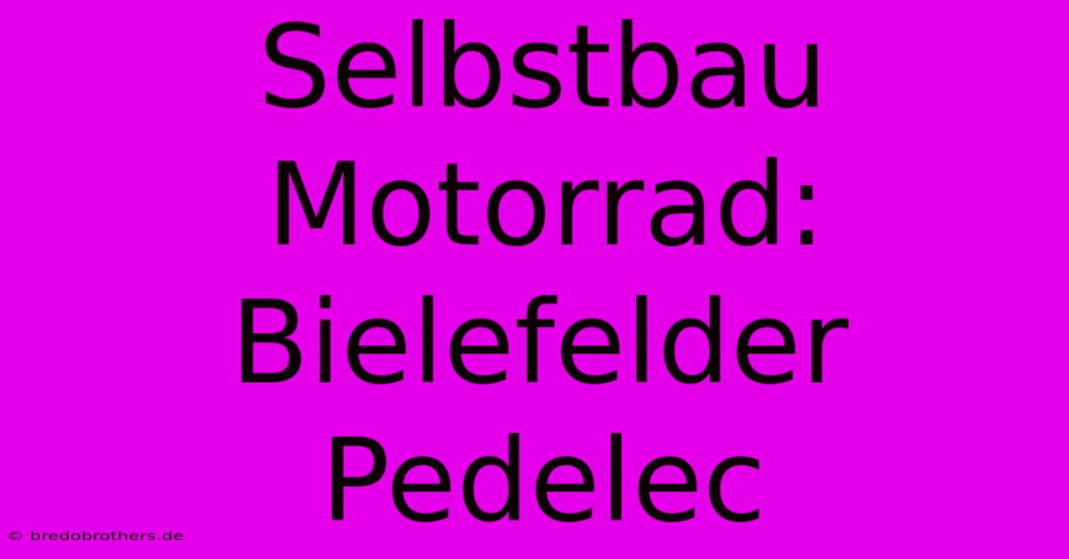 Selbstbau Motorrad: Bielefelder Pedelec