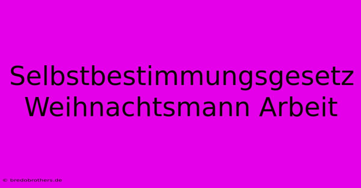 Selbstbestimmungsgesetz Weihnachtsmann Arbeit