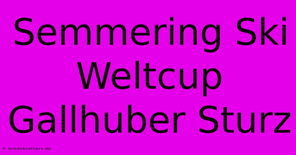 Semmering Ski Weltcup Gallhuber Sturz