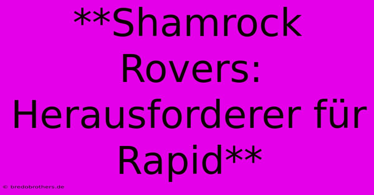 **Shamrock Rovers: Herausforderer Für Rapid**