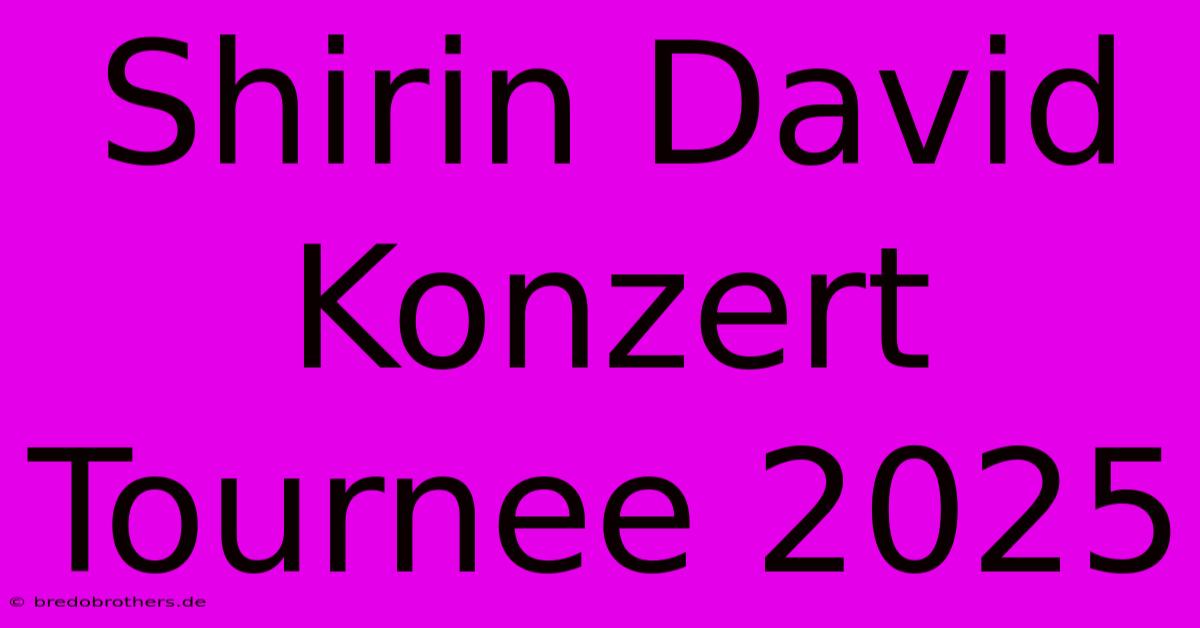 Shirin David Konzert Tournee 2025