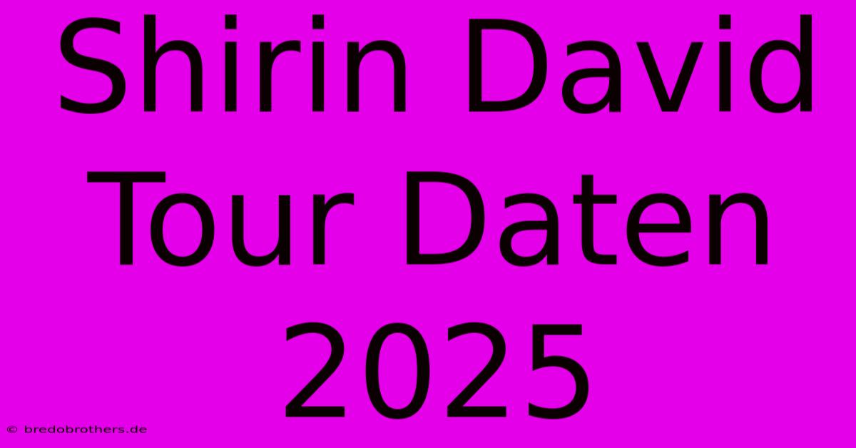 Shirin David Tour Daten 2025