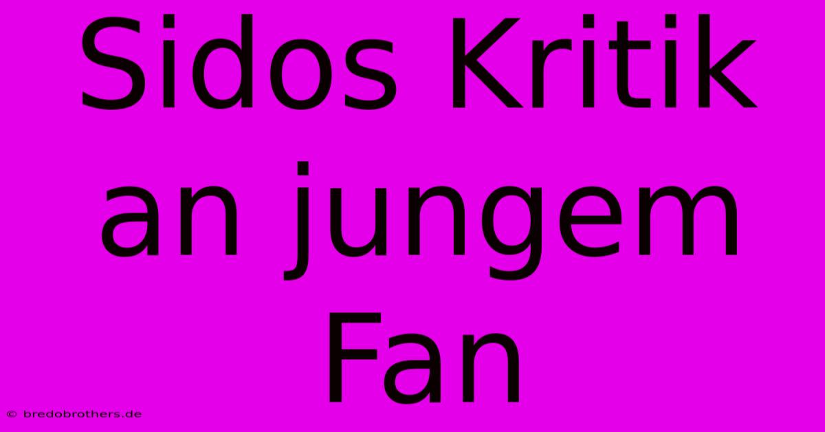 Sidos Kritik An Jungem Fan