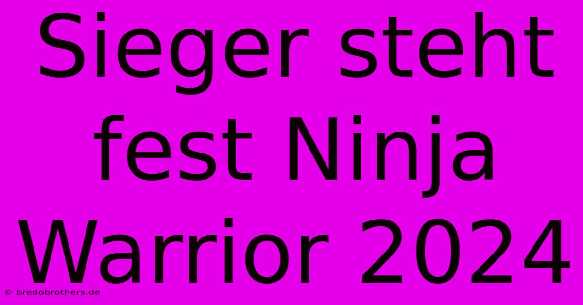 Sieger Steht Fest Ninja Warrior 2024