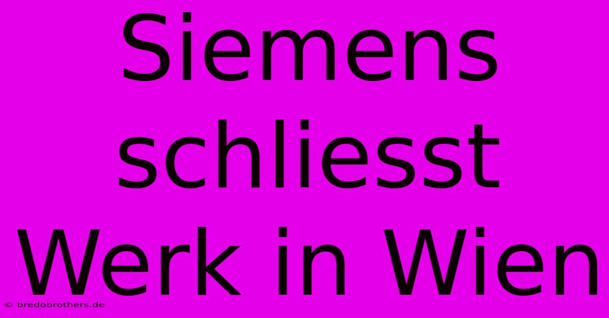 Siemens Schliesst Werk In Wien