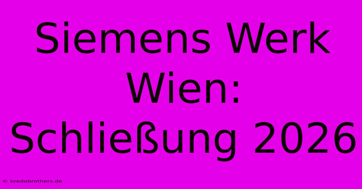 Siemens Werk Wien: Schließung 2026