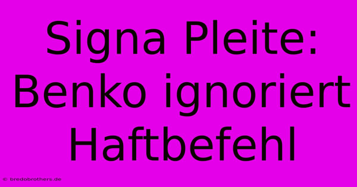 Signa Pleite: Benko Ignoriert Haftbefehl