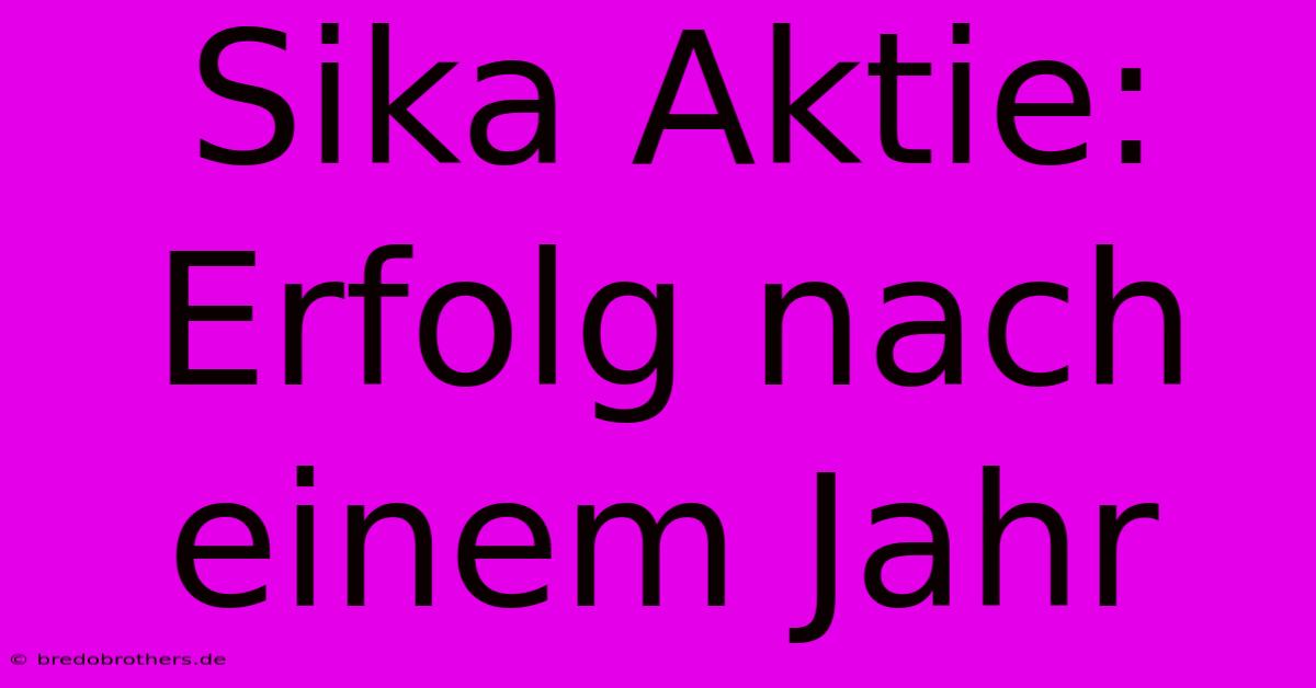 Sika Aktie:  Erfolg Nach Einem Jahr