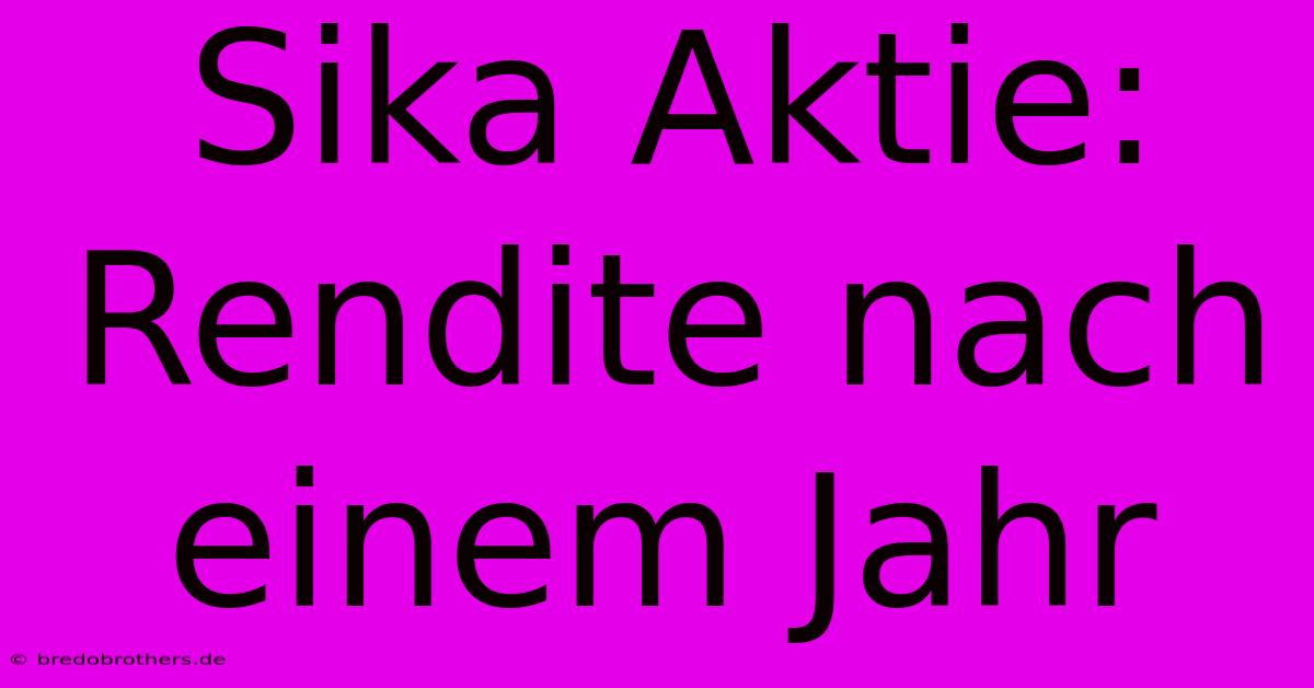 Sika Aktie: Rendite Nach Einem Jahr