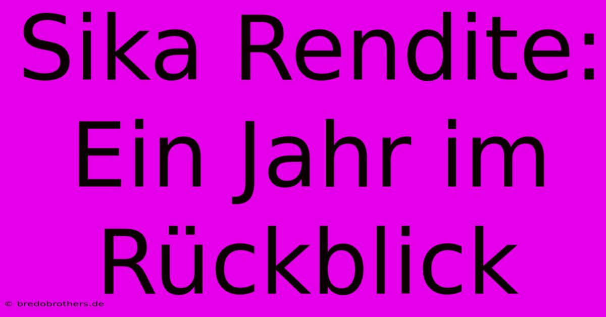 Sika Rendite:  Ein Jahr Im Rückblick