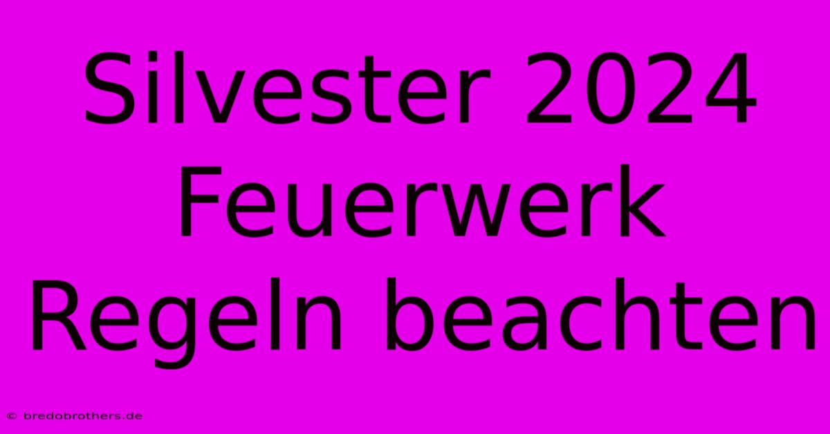 Silvester 2024 Feuerwerk Regeln Beachten