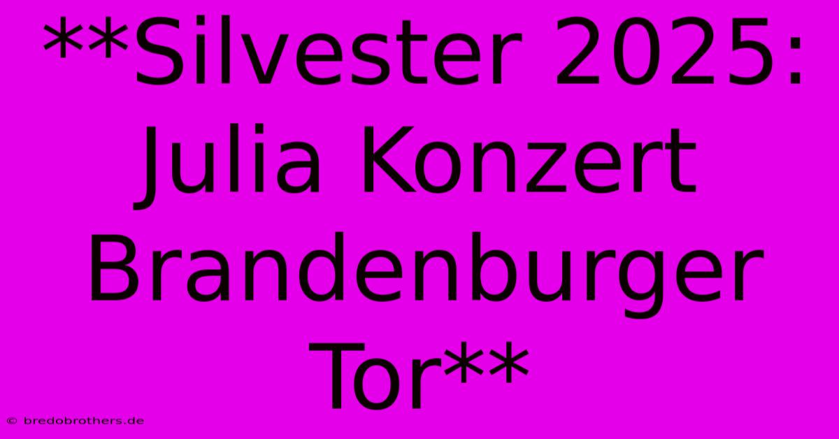 **Silvester 2025: Julia Konzert Brandenburger Tor**