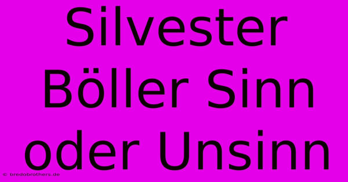 Silvester Böller Sinn Oder Unsinn