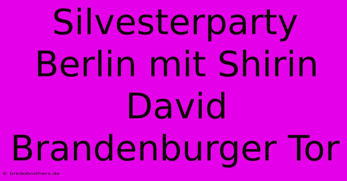 Silvesterparty Berlin Mit Shirin David Brandenburger Tor