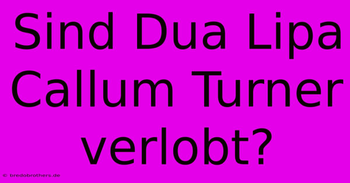 Sind Dua Lipa Callum Turner Verlobt?