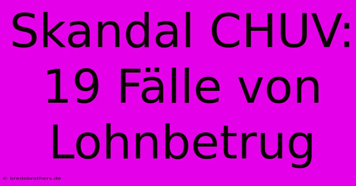 Skandal CHUV: 19 Fälle Von Lohnbetrug