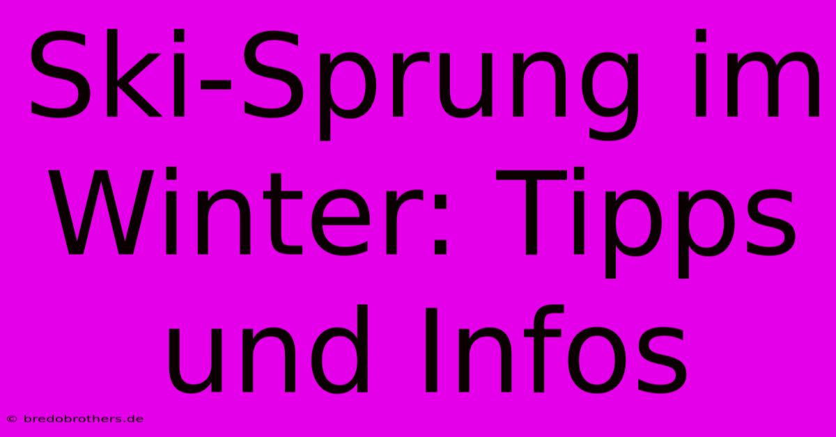 Ski-Sprung Im Winter: Tipps Und Infos