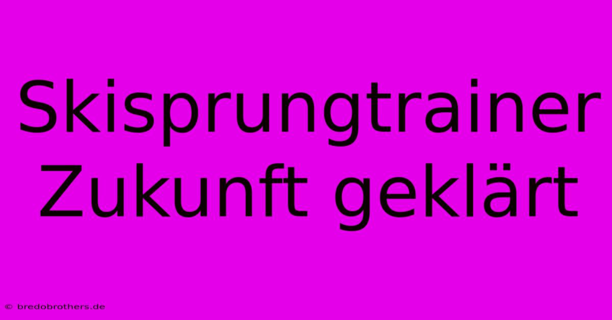 Skisprungtrainer Zukunft Geklärt