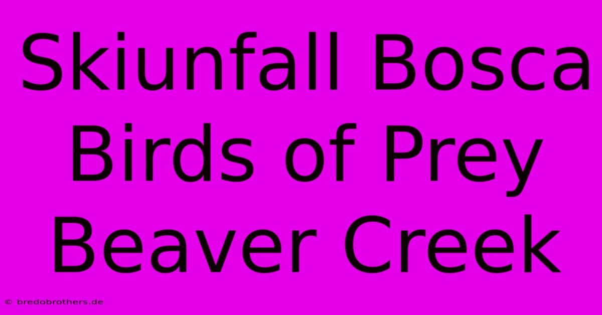 Skiunfall Bosca Birds Of Prey Beaver Creek