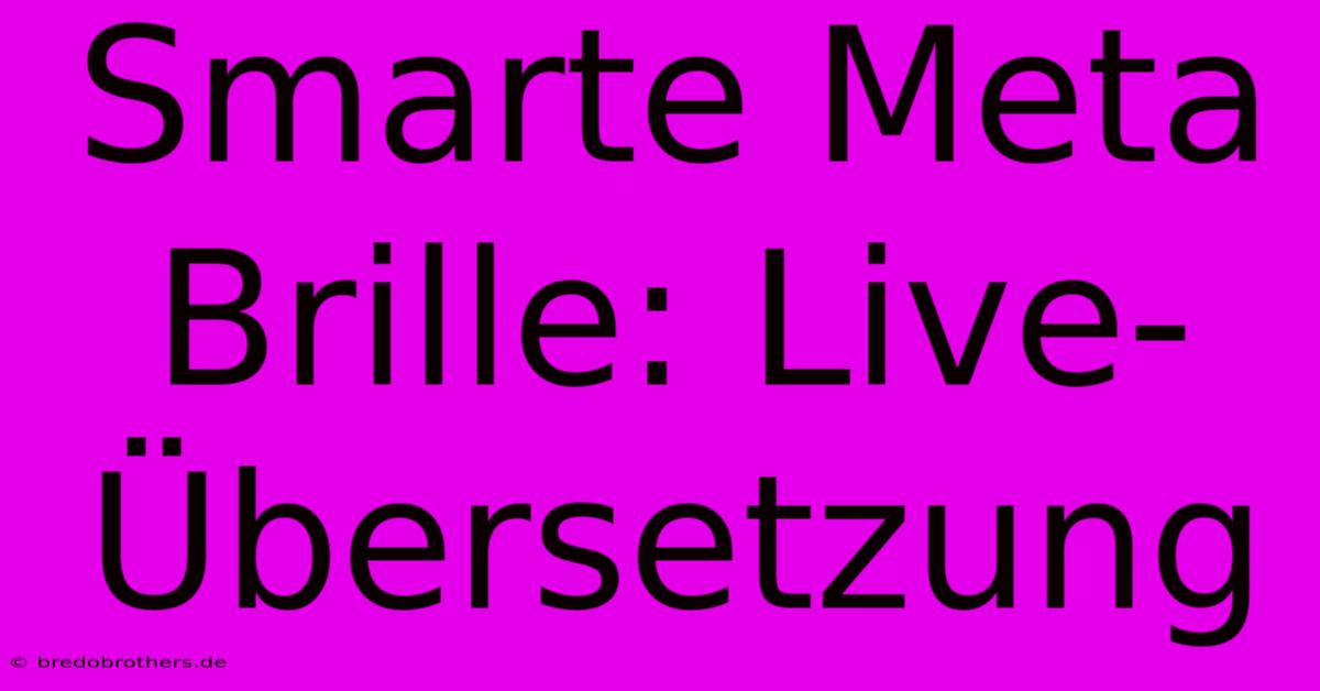 Smarte Meta Brille: Live-Übersetzung