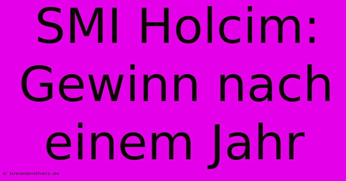 SMI Holcim:  Gewinn Nach Einem Jahr