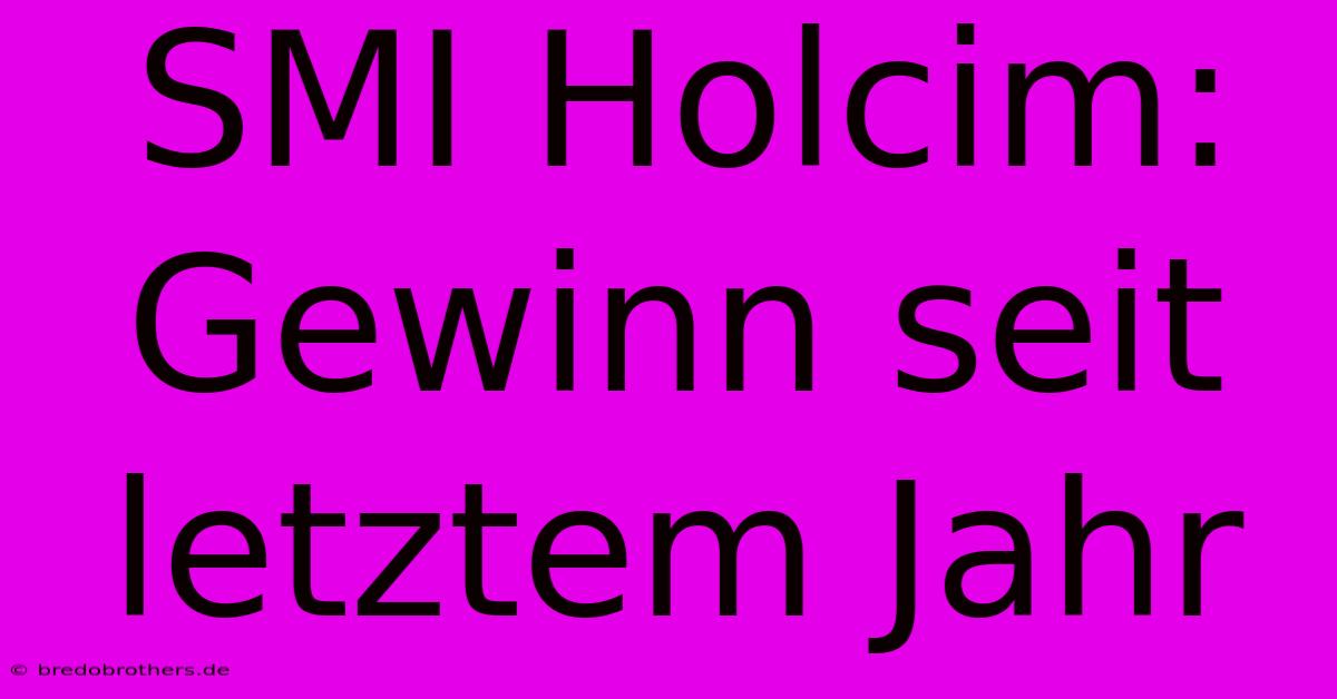 SMI Holcim:  Gewinn Seit Letztem Jahr