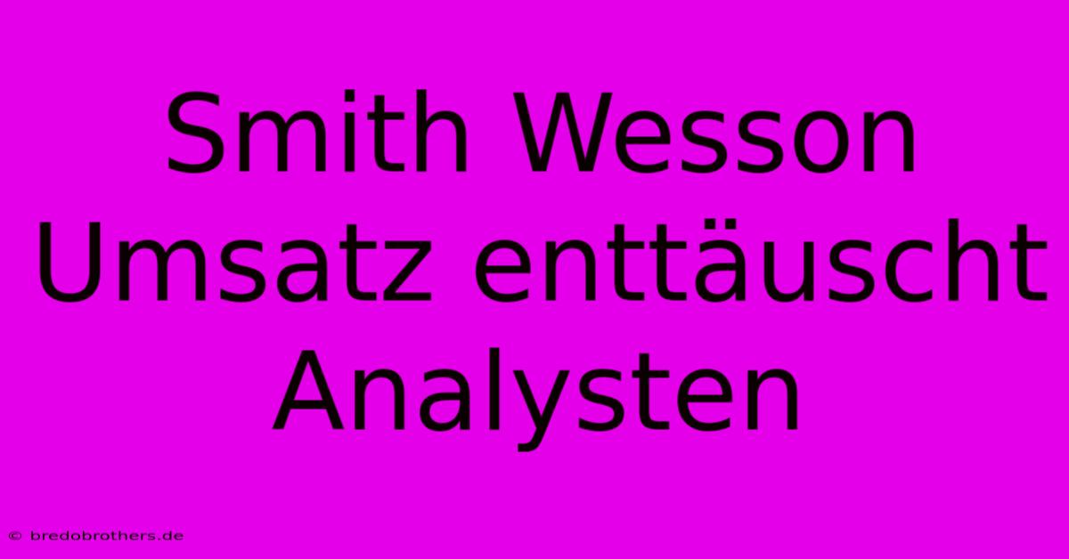 Smith Wesson Umsatz Enttäuscht Analysten