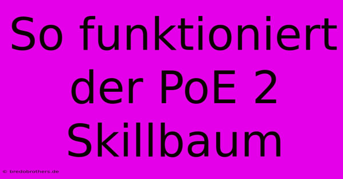 So Funktioniert Der PoE 2 Skillbaum