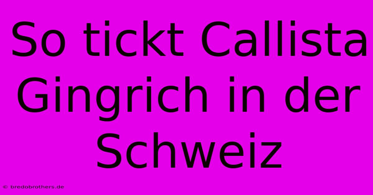 So Tickt Callista Gingrich In Der Schweiz