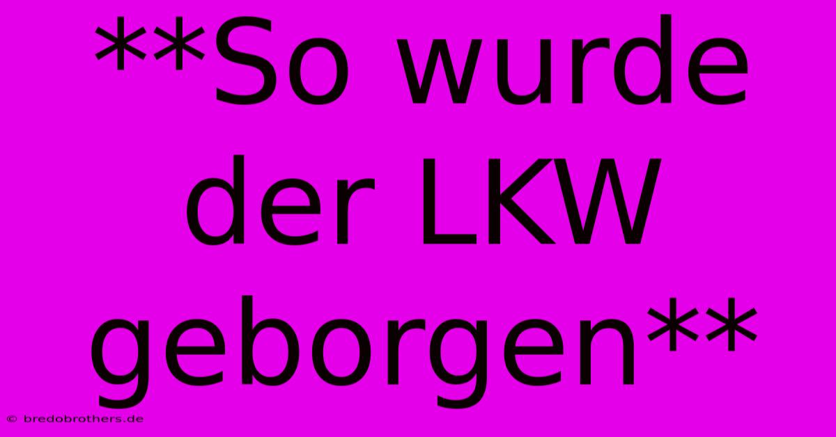 **So Wurde Der LKW Geborgen**