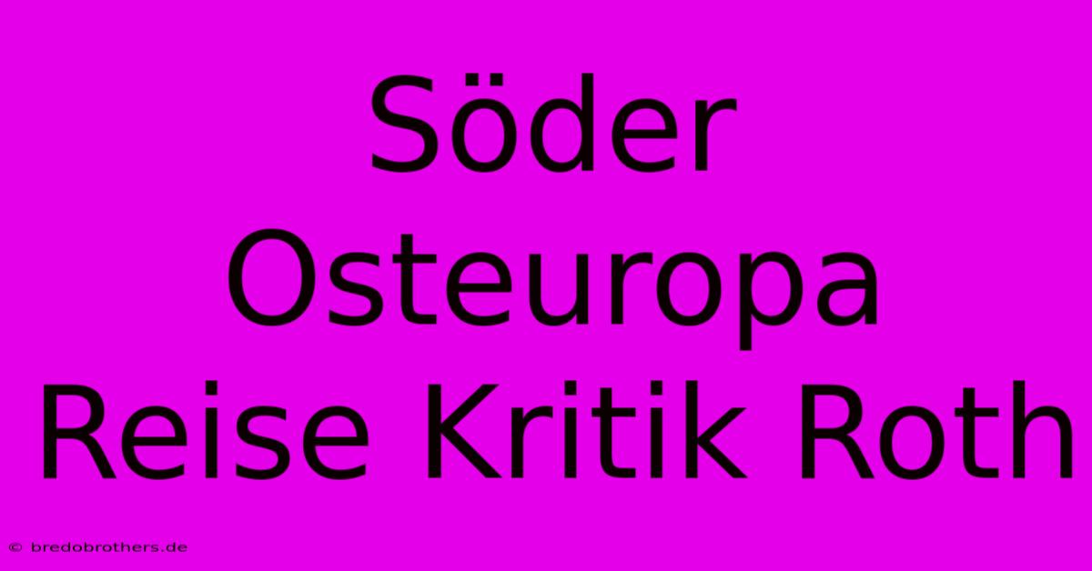 Söder Osteuropa Reise Kritik Roth