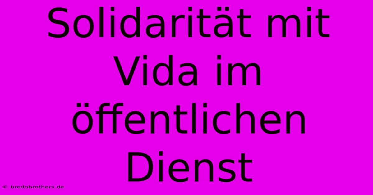 Solidarität Mit Vida Im Öffentlichen Dienst