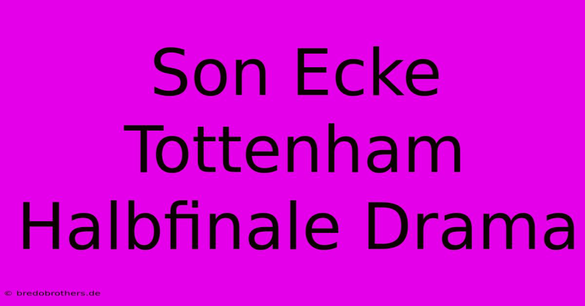 Son Ecke Tottenham Halbfinale Drama