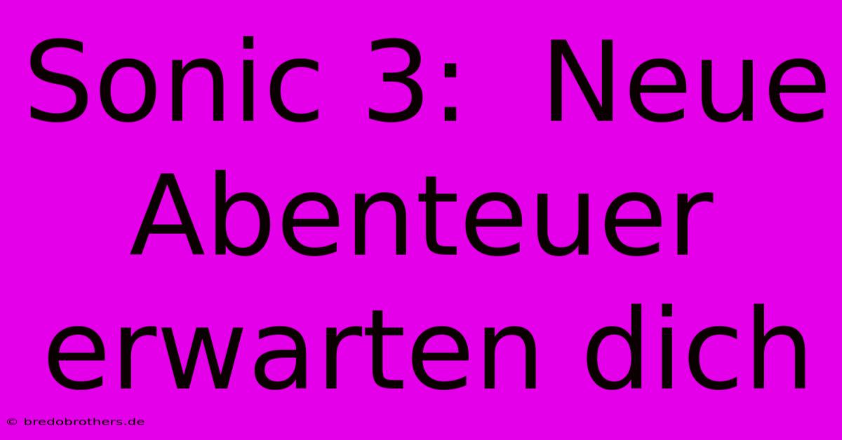 Sonic 3:  Neue Abenteuer Erwarten Dich