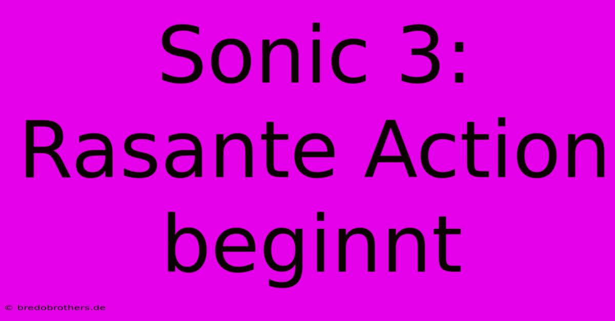 Sonic 3: Rasante Action Beginnt