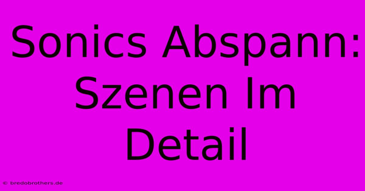 Sonics Abspann: Szenen Im Detail