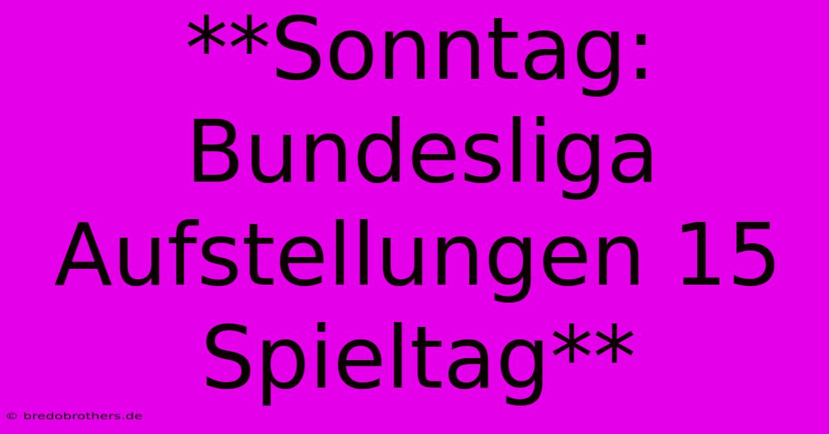 **Sonntag: Bundesliga Aufstellungen 15 Spieltag**