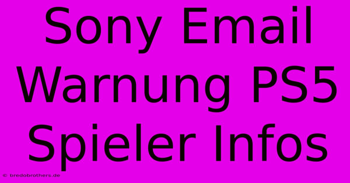 Sony Email Warnung PS5 Spieler Infos