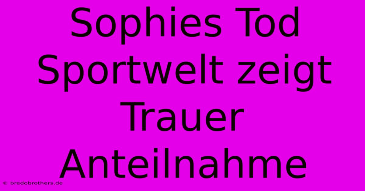 Sophies Tod Sportwelt Zeigt Trauer Anteilnahme